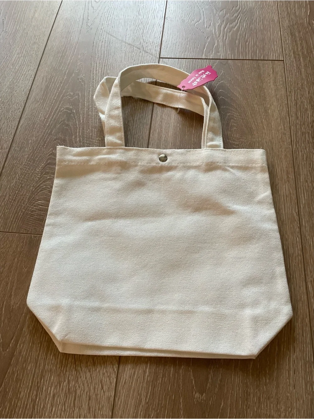 NWT Small Canvas Tote Bag with Cute Cat & Bubble Tea Print